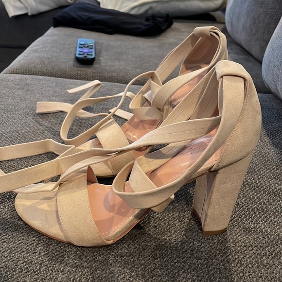Nude heels with ribbon tie! Never worn - Picture 2 of 4